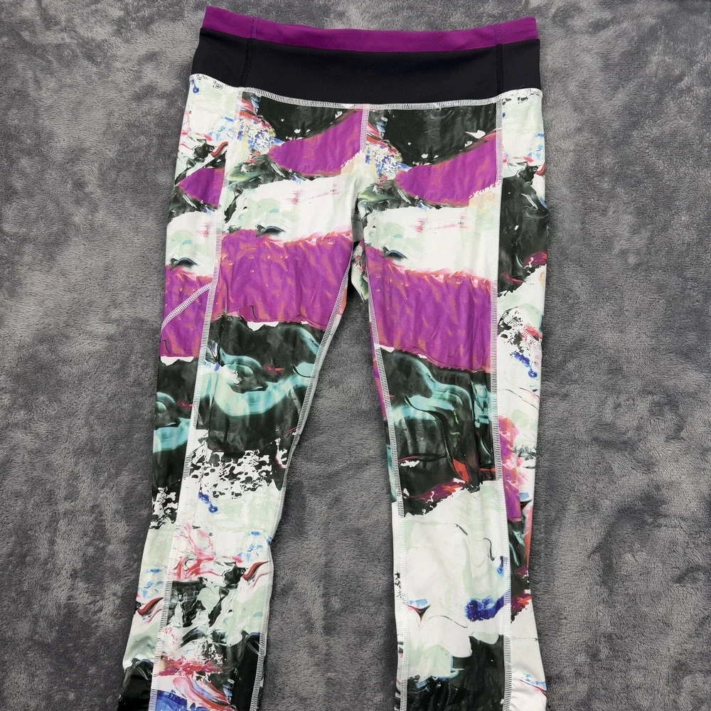Lululemon Pants Womens 8 Multicolor Ruched Waistband Running Active Gym Yoga